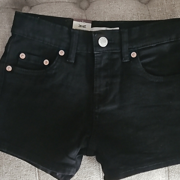 NEW! LEVI'S Black Youth Size 8 Girlfriend Stretch Denim Shorts. - Picture 3 of 8